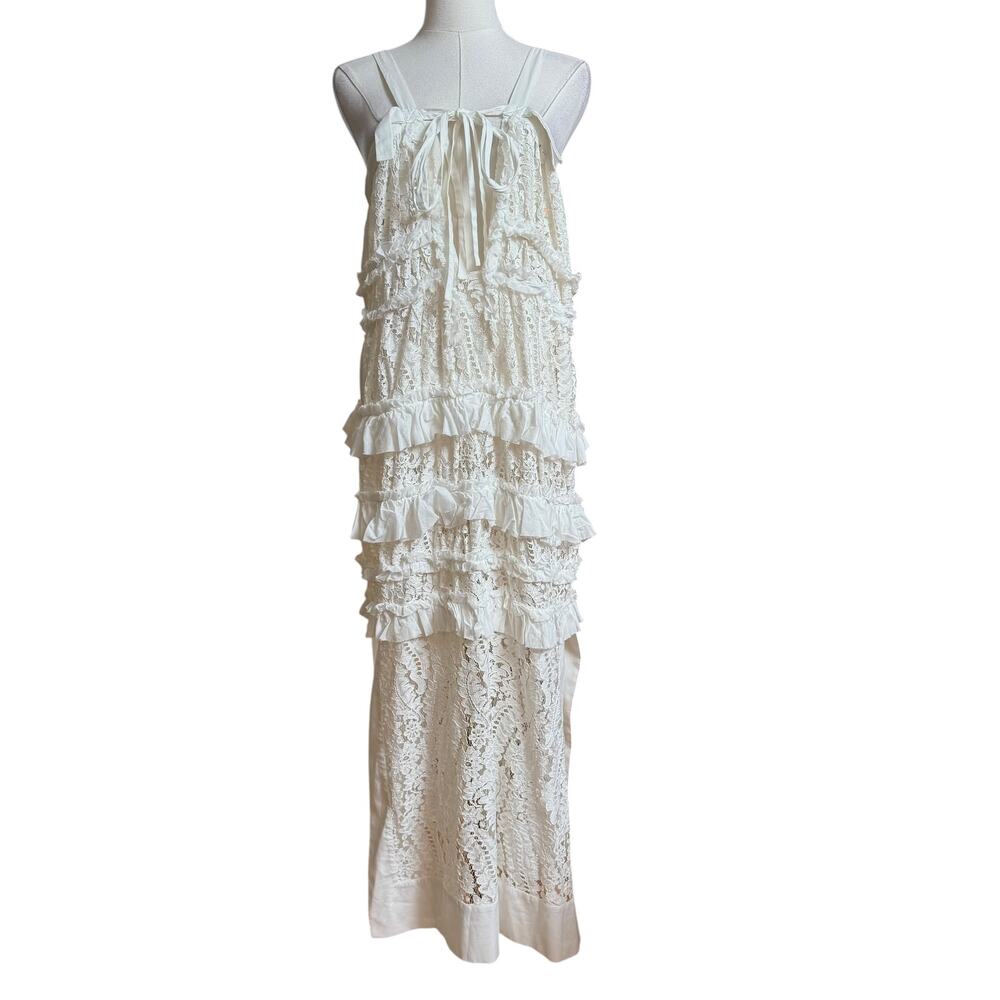 NO21 Alessandro Dell'Acqua SS16 Ivory Lace Ruffle Dress Made in Italy Size 4